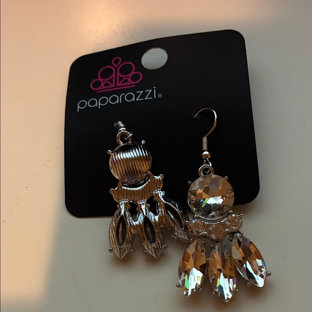 Paparazzi Silver and Clear Gem Earrings
